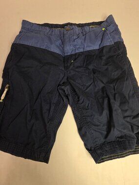 Buffalo David Bitton Mens Shorts Sz 31 Navy Blue Colorblock Zip Pocket Cas